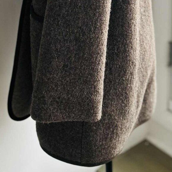 Vintage ME-JAY Taupe Brown Virgin Wool Longline Coat with Removable Hood – US 6 - Picture 7 of 13